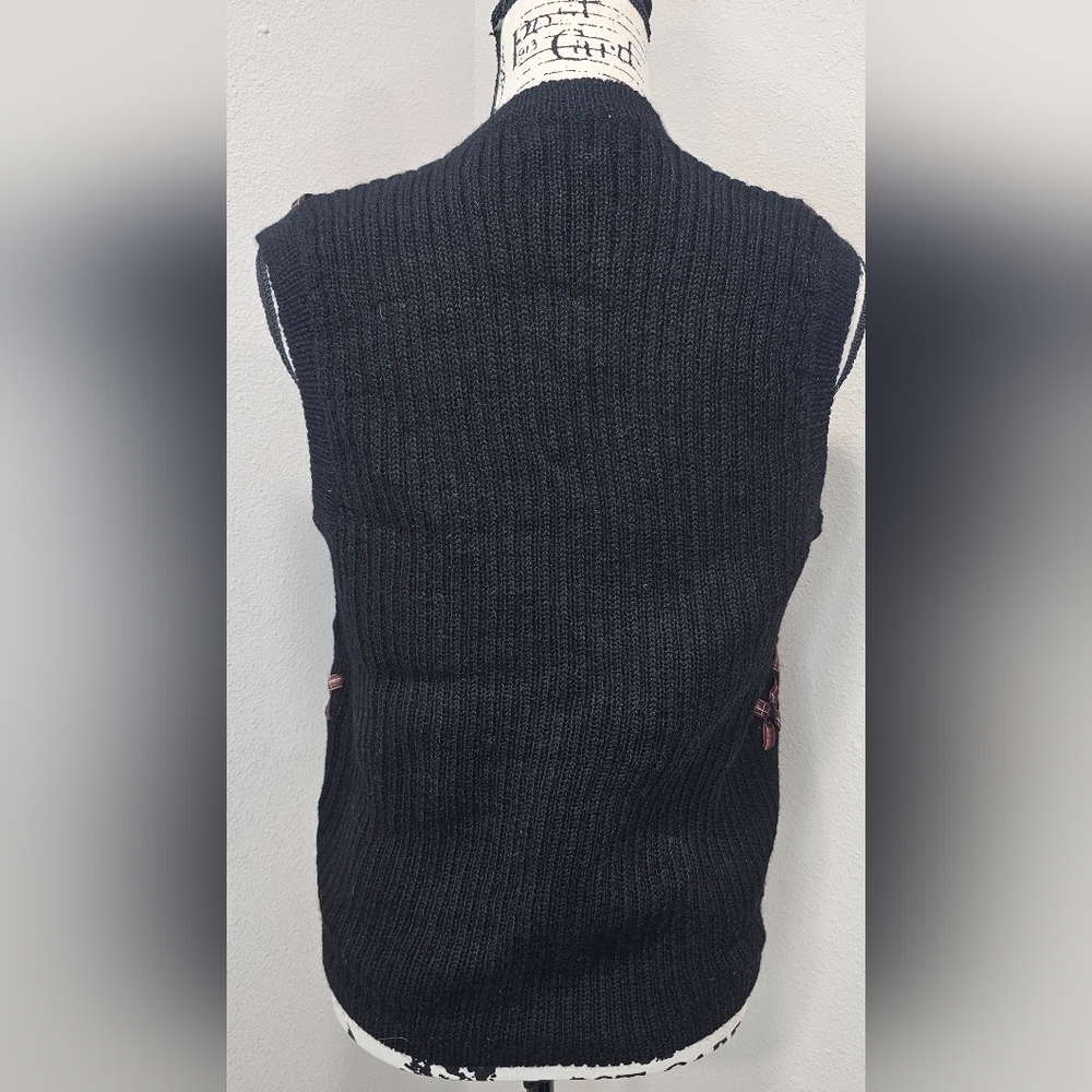 Vintage 90s Pendleton Sweater Vest Womens Petite Small Black Wool Ugly Christmas - Picture 5 of 12